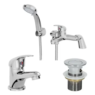 Bathroom Basin Mono Mixer Tap Bath Shower Mixer Tap Waste Chrome Single Lever