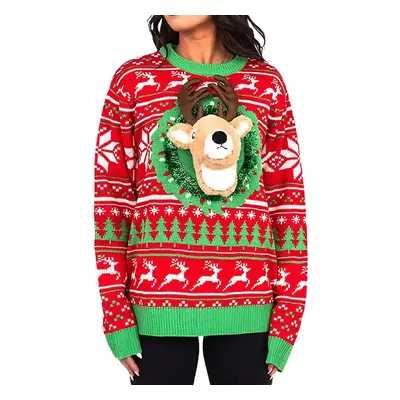 (Unisex Knitted Ugly Christmas Sweater Novelty 3d Cute Doll Pullover Sweaters Funny Parties Holi