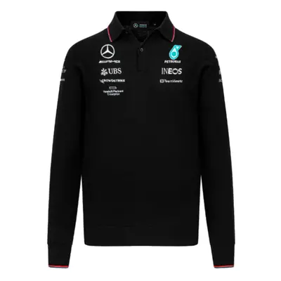 (3XL) Mercedes Long Sleeve Knitted Polo Shirt (Black)