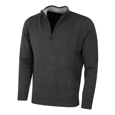 (M, Charcoal Marl) DKNY Mens Chunky Knit Soft Feel Quarter Zip Easy Care Golf Sweater