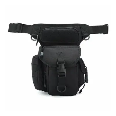 (Black) Canvas Waterproof Tactical Bag Waist Pack Leg Bag Camping Hiking Hunting Belt Bag