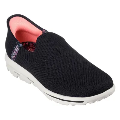 (Black, (Adults')) Skechers GO WALK Travel Tahiti Sunset Textile Women's Black Trainers