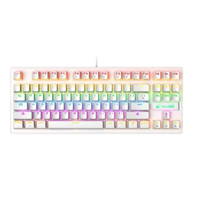 (White, UK Layout) Keys Mechanical Keyboard Wired Rainbow Backlight Blue Switch Gaming Keyboard 