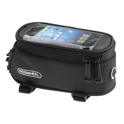 (Black, L) Bicycle Mobile Phone Touch Screen Bag Frame Tube Bag