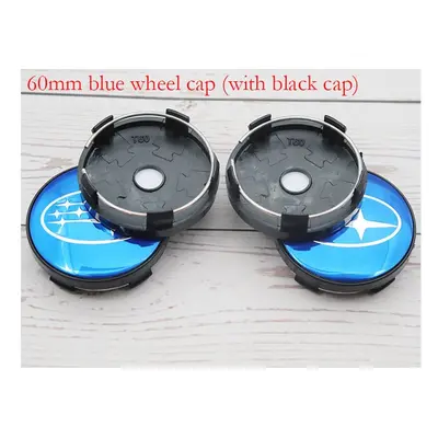 (I) 4PCS 60mm Car Styling Wheel Tyre Center Hub Cover Caps for Subaru STI WRX Forester Outback I