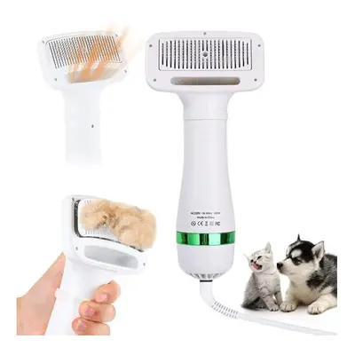 2 in Pet Hair Dryer Brush, Portable and Quiet Pet Grooming Dryer with Slicker Brush, Heat Settin