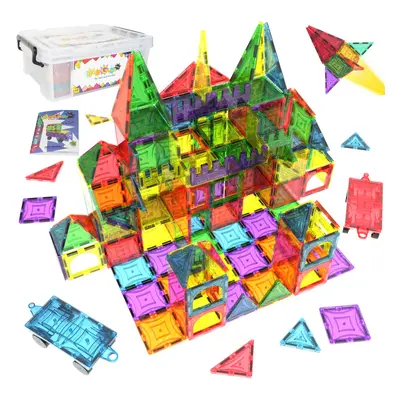 Mag-Genius Piece Magnetic Building Blocks Multi Colored Building Tiles With Bonus Click in Piece