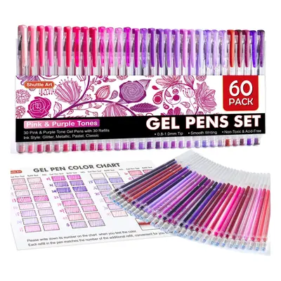 Shuttle Art Pack Pink Purple Tone Gel Pens, Pink Purple Gel Pens with Refills for Adults Colorin