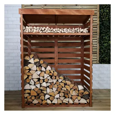 156cm x 117cm Large Wooden Outdoor Garden Patio Log Store Shed with Shelf