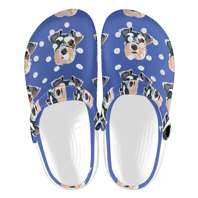 (Schnauzer dog colorful illustration_4602) Garden Clogs Shoes for Mens & Womens & Kids Clog Slip