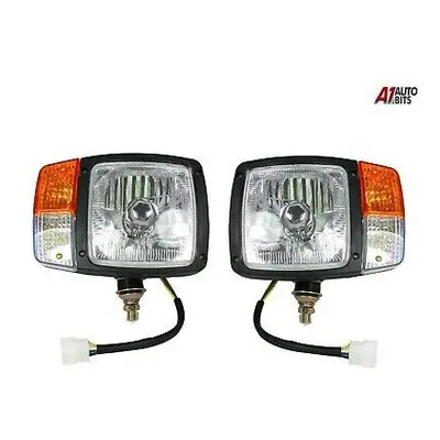 L+ R Universal Headlights Headlamps Indicator Lamps For Tractor Excavator Wired