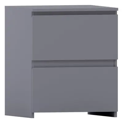 (Grey) Drawer Large Nightstand Bedroom Storage Cabinet, Modern Nightstand Side Table H48 Small W