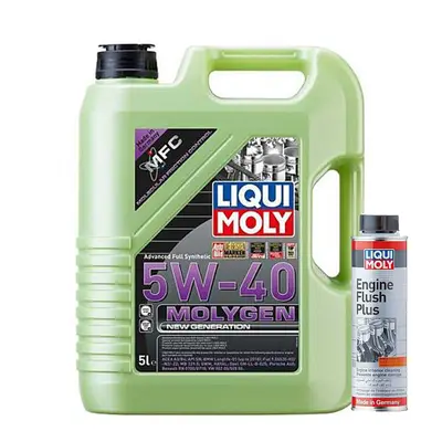 Liqui Moly MOLYGEN 5W40 ACEA A3/B4 VW BMW AUDI PORSCHE 6L+ENGINE FLUSH 300ml