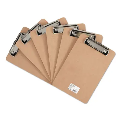 Universal Hardboard Clipboard with Low-Profile Clip 1/2-Inch Capacity x Brown 6/Pk