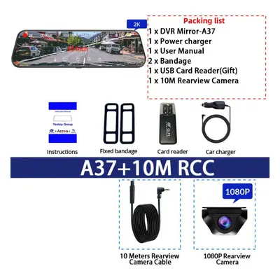 (10M RCC) E-ace Car Dvr Camera 10&apos;&apos; Touch Screen Streaming Rear View Mirror Dash Cam 1