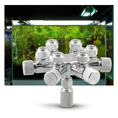 (6 Way Outlets) Aquarium Tank Co2 Splitter Regulator Distributor Needle Fine Adjusting Valve For