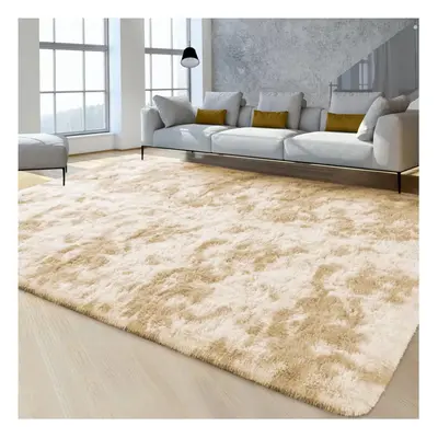 (80cm x cm (2 ft in x ft), Tie-Dye Cream Shaggy Rugs) Fluffy Rug Non-Slip Shaggy Rugs Living Roo