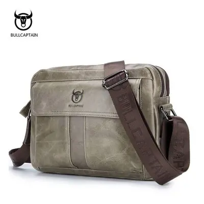 (army green) Bullcaptain True Leather Shoulder Bags Men&apos;s Diagonal Bages Business Briefcase