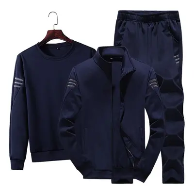 (dark blue, XXXL) Large Size Men&apos;s Autumn Thin Tracksuit Set Pieces Sets