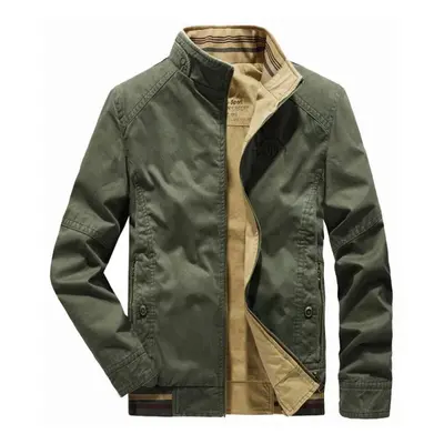 (army green, XL) Autumn Jacket Men Double-sided Military Jackets Coats Pure Cotton Men&apos;s Ja