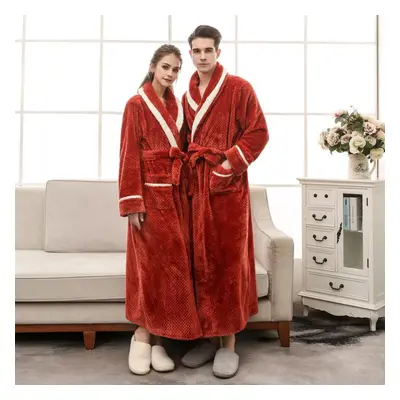 (red, XL) Winter Couple Lengthened Bathrobe Jacket