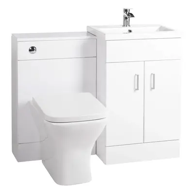 Nes Home Bathroom 500mm Floor Standing White Vanity, Basin & BTW Rimless Toilet