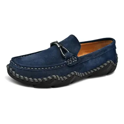 (blue, 41) Men Genuine Leather Casual Leather Shoes Men Loafers Comfortable Driving Shoe Moccasi