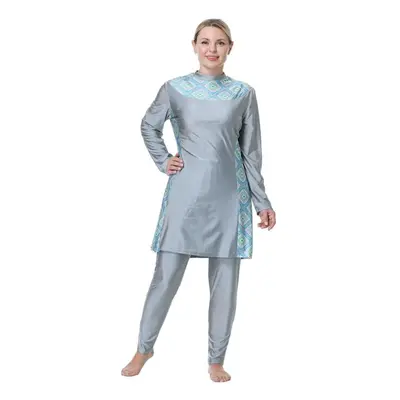 (gray, 6XL) 3xl-8xl Plus Size Women Muslim Muslimah Swimwear Full Coverage Women Swimming Suit H