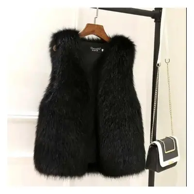 (black, XS) Autumn And Winter Women&apos;s Vest Fashion Mink Fur Vest Plus Plush Thick Plush Ves