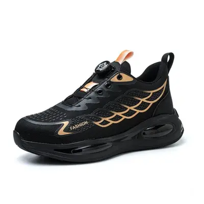 (yellow, 42) Rotating Button Safety Shoes Men Women Air Cushion Puncture-proof Work Sneakers Ind