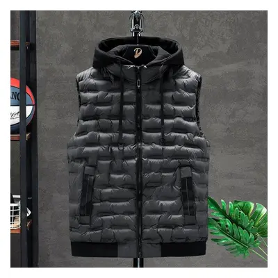 (gray, XXXXXL) 2021down Vest Men Casual Waistcoat Sleeveless Jackets Men Hooded Vest