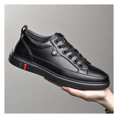 (black, 41) New Handmade Shoes Genuine Leather Casual Shoes For Men Flat Platform Walking Shoes 