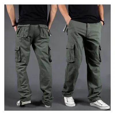 (green, L) Side Zipper Pockets Cargo Harem Joggers Pants Men Tactical Casual Harajuku Streetwear