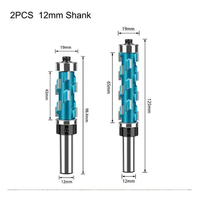 (blue, 2pcs 12mm shank) 12mm 1/2inch Flush Trim Router Bit With Double Bearing Round Shank Carbi