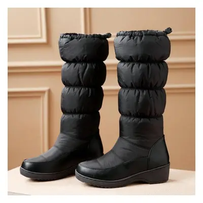 (black, 41) Fashion Elegant Winter Warm Down Boots Women Waterproof Snow Boots High Quality Mid 