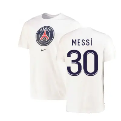 (L) PSG Crest Tee (White) (MESSI 30)