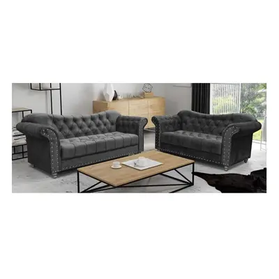 Chesterfield & Seater Sofa Set Grey