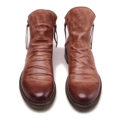 (brown, 42) Original Leather Boots Men Autumn Shoes Male Leather Casual Boots Men Comfy Anti-sli