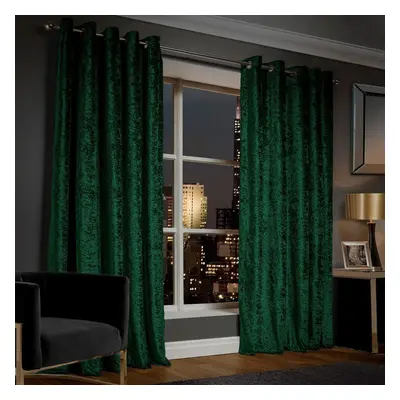 (Green Emerald, 90" x 90" (228cm x 228cm)) Blackout Curtains Crushed Velvet Curtain Pair with Ti