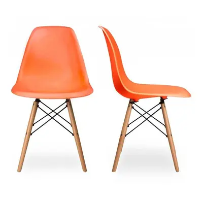 (ORANGE , SET OF CHAIRS ) MOF Dining Chairs Retro Wooden Legs Dining Chair