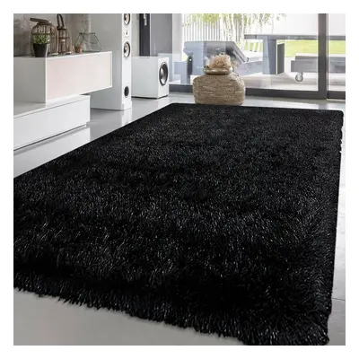 (Black, x cm) New Modern Non slip Fluffy Thick Shaggy Natty Rug