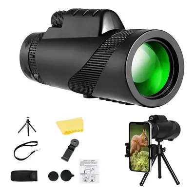 (Black A with tripod) Monoculars for Adults High Power Monocular Telescope for Smartphone Wildli