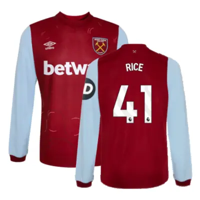 (L) West Ham Long Sleeve Home Shirt (RICE 41)