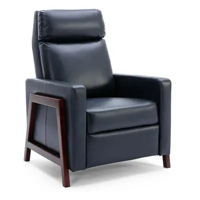 (Blue) RILEY PUSH BACK SOFT AIR LEATHER MODERN RECLINING ARMCHAIR ACCENT HOME CENEMA RECLINER CH