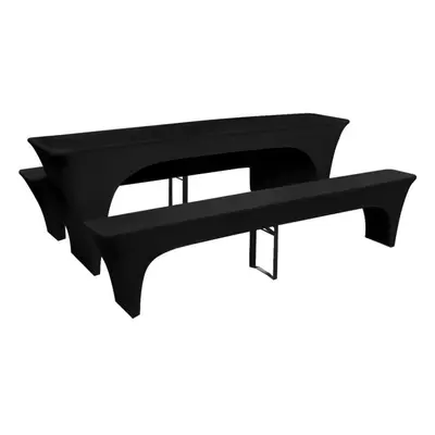 vidaXL 3x Slipcovers for Beer Table and Benches Stretch Black 220x70x80cm Cover