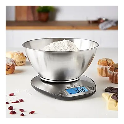 MisterChef Digital Kitchen Food Scale, Stainless Steel Weighing Cooking Scales with Detachable B