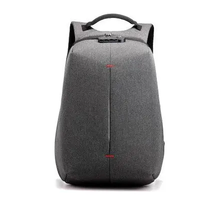 (Gray) USB Chargering Password Backpack 20-35L Large Capacity Outdoor Waterproof Men Business La