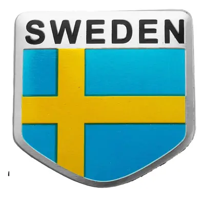 (Pentagon - Sweden) 3D Aluminum Alloy Car Auto Body Sticker Decals Turkey/Sweden/Greece/Korea/Vi