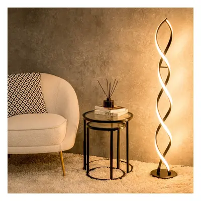 Infinity Matt Black Double Twist Integrated LED Floor Lamp