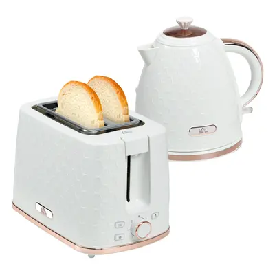 HOMCOM Kettle and Toaster Set 1.7L Fast Boil Kettle & Slice Toaster Set White